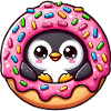 Mignon Pingouin Donut Dessert Fantaisiste Drôle