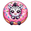 Funny Zebra Donut Candy Dessert Comic