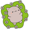 Cute cat dancing among flowers