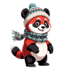Panda d’hiver avec chapeau et écharpe