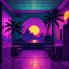 Indoor tropical neon sunset