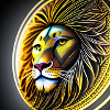 Circular Golden Geometric Lion