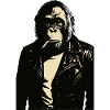 Orangutang ryger en cigaret i en læderjakke
