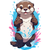 Cute Playful Otter Splash Joy
