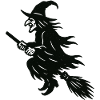 Halloween Witch on Broom Silhouette