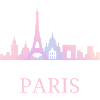 Pastel Paris skyline silhouette vibes