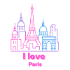 Paris Neon Skyline Silhouette Capital