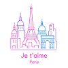 Neon Paris Skyline Je t'aime