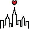 Urban heart on skyline