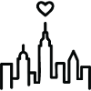 Urban heart in black silhouette