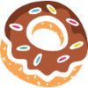 Bunter Donut mit Schokoglasur