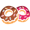 Zwei bunte Donuts mit Glasur