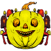 Citrouille souriante avec cadre champignon