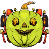 Grinning pumpkin with mushroom frame