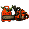 Chainsaw and Fuel Can