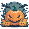 Haunted Pumpkin Trio – Spooky Halloween Vibes