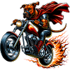 Superhelden Hund Mit Cape Auf Motorrad Mit Flammen