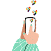 Pride hearts on the smartphone