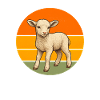 Lamb in Retro Sunset Circle