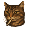 Smoky Cat Portrait with Cigarette