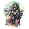 Médiéval Chevalier Guerrier Roi Cheval Enfants