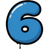 Blue Number 6 Balloon Cartoon