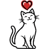 Heart Cat Line Drawing