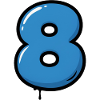 Blue Number 8 Balloon Illustration