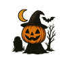 Halloween Pumpkin with Witch Hat
