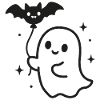 Ghost with Bat – Halloween Motif