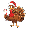 Turkey With Christmas Hat Thanksgiving