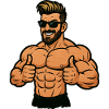 Muscle hero with sunglasses
