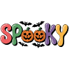 Spooky Halloween Kürbis bunte Schrift