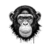 Black and White Monkey Face Illustration