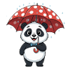 Panda with red rain tower