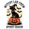 Witch dog on pumpkin Halloween crew