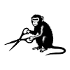 Monkey with scissors silhouette