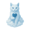 Chat coeur en bleu nuage