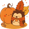 Câlins d’automne – Hérisson et citrouille mignons
