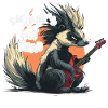 Funny punk rock skunk playing guitar