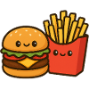 Kawaii Burger & Fries Duo