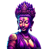 Neon-Buddha mit Lotuskrone