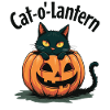 Cat-o'-Lantern Halloween Cat in Pumpkin
