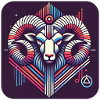 Neon Ram Ram Geometric Line Art