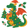 Festlicher Drache mit Geschenken