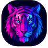 Neon Polygon Tiger: Magenta to Blue