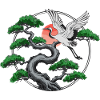Cranes & Twisted Pine Tree