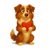 Australian Shepherd with Heart Cartoon