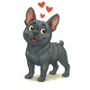 Bouledogue amoureux Dessin animé Coeurs
