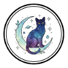 Lune Chat Galaxie Aquarelle